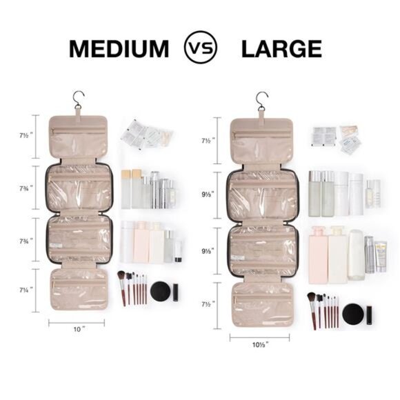 Toiletry Bag Travel Bag with Hanging Hook, Water-resistant Makeup - Picture 2 of 7